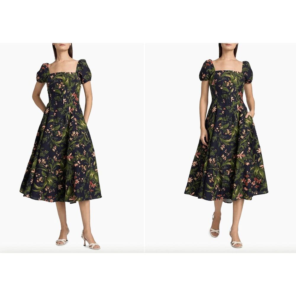 Paige Lindi Silk-Linen Midi-Dress US00 $379